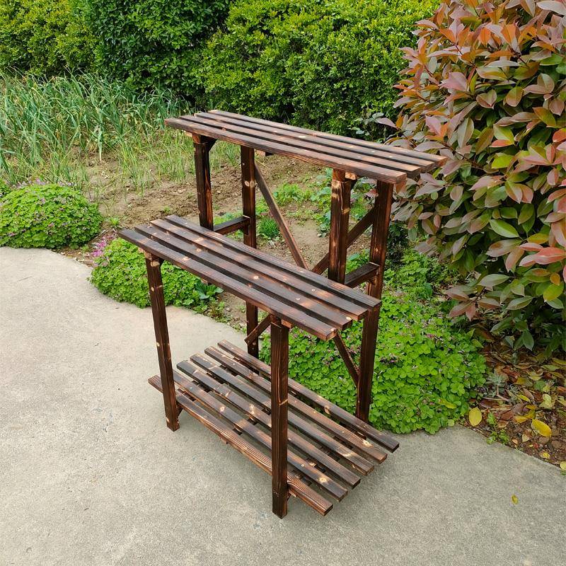 天台华外腐莲客厅绿萝多层置物架室两层防木头ICZ小空间阳台架花