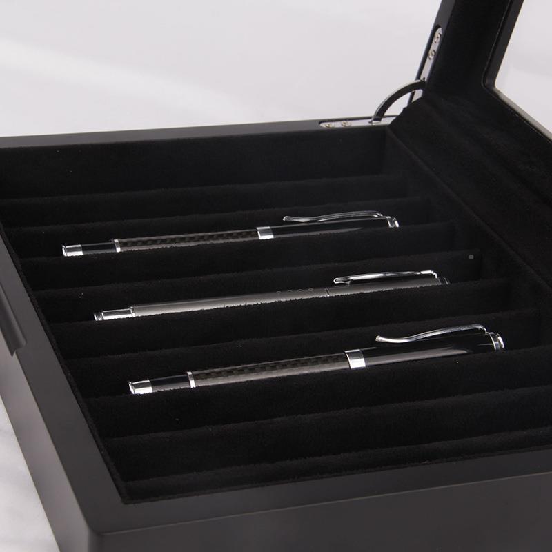 现货钢笔盒黑色烤漆0支装木质1钢笔示展MHE2-15文具盒烤盒漆钢笔