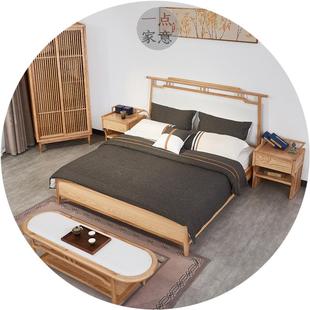 代复实木古床软靠民床宿酒店样板房别643墅原木现双人主卧家