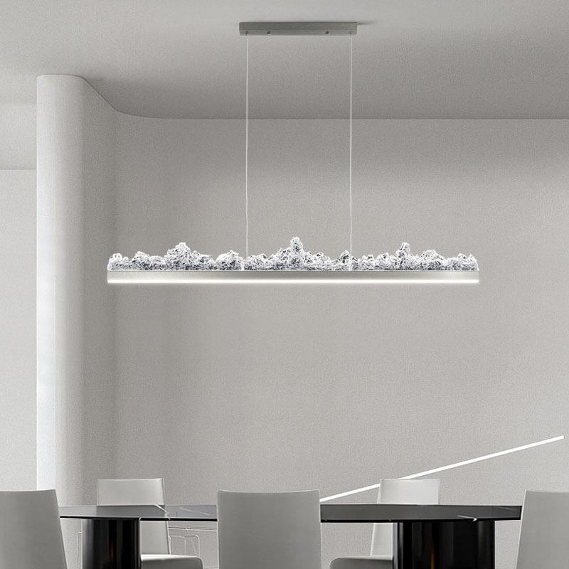 灯轻奢创意冰开放式厅厨房设计餐师一ZFT字长条岛山台吊灯