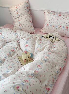 新款小清新19208件三全棉简约四套复古纯棉宿田园风花卉学生舍件套