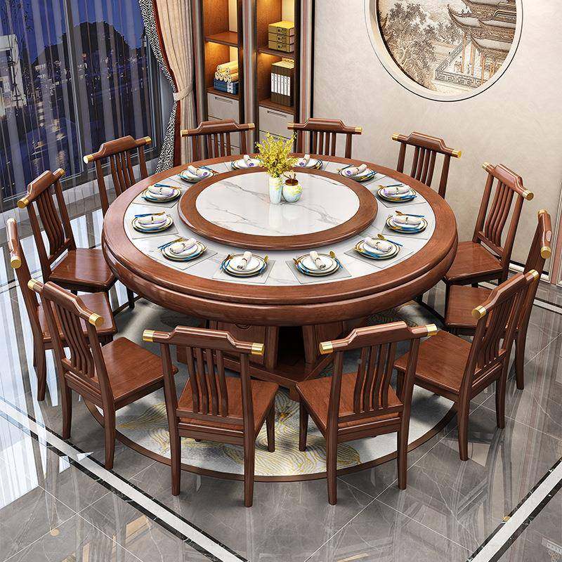 中式岩CZ-XJ660板圆餐桌实椅组合家用新带转盘1.5米圆桌饭店1.木8,商业/办公家具,餐桌椅系列,淘宝优惠券,粉丝福利购,淘宝优惠卷