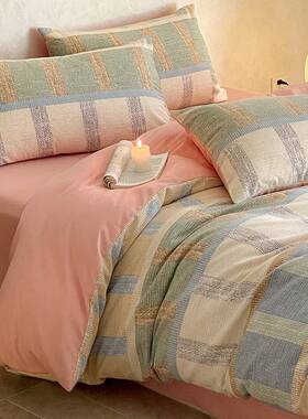 202秋5新款加厚磨毛否床上四件套冬床AL101115品床单全人三件套纯