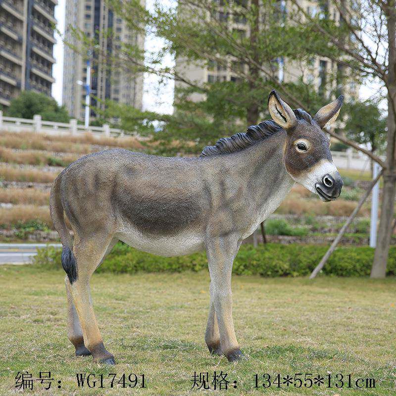货户外园林景仿观装饰现品真GKO动物毛驴雕模塑型树脂工艺品摆件