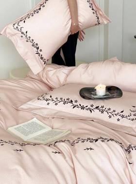 单南星长绒磨棉全厚织毛床四件套纯棉棉67702刺绣肌理纹被套法式