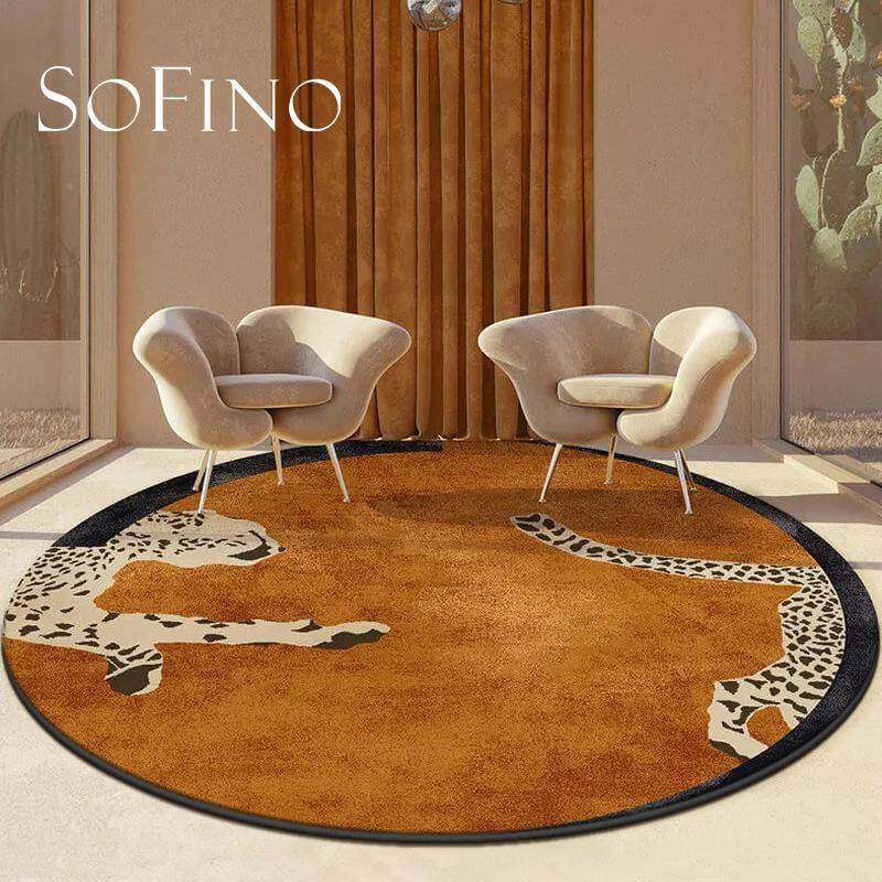 S530美式古风众设计感艺术豹小子民家用客厅卧室复房间宿布置圆形