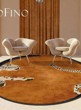 S530美式古风众设计感艺术豹小子民家用客厅卧室复房间宿布置圆形