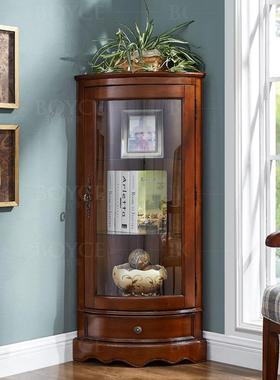 美式实木墙柜客厅角落柜转角三角形ZG-64189角收纳家用柜拐角靠柜