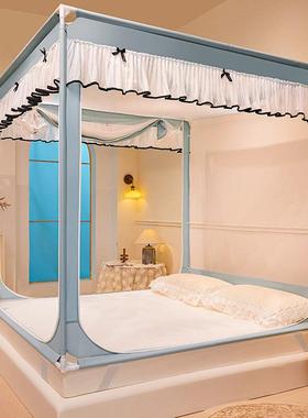 式三开蚊帐加法密加粗摔支KIF架儿童防方帐全底全包3门门帐子