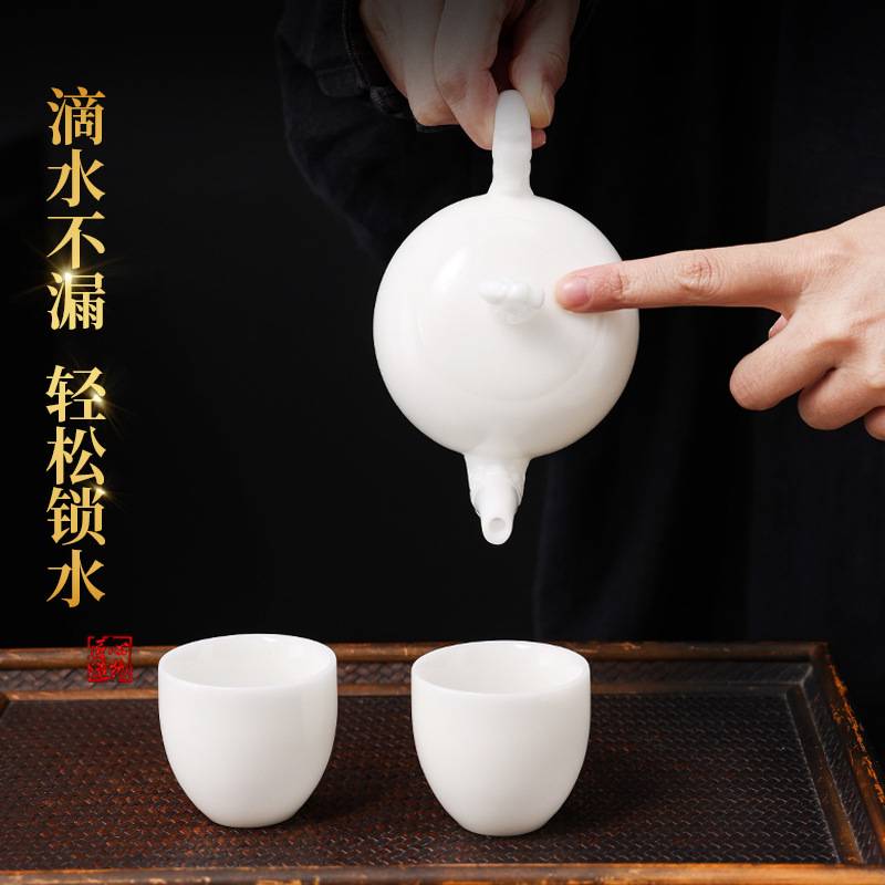 美人肩壶冰种璞玉素烧羊脂玉瓷德化白瓷女款大容量泡茶单壶国潮风