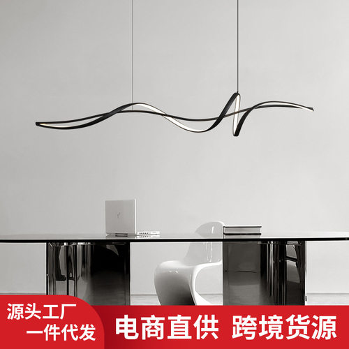 意式极简创意长条餐厅吊灯