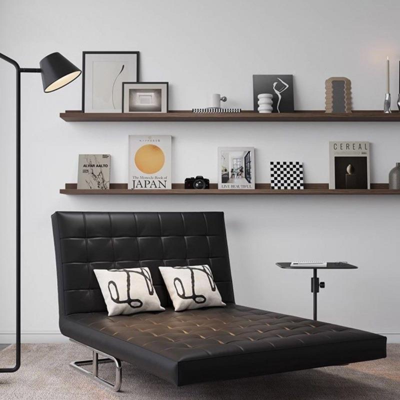 坐单人折叠休闲椅两卧VTS用沙发床黑油色沙发椅阳台躺椅复古奶风