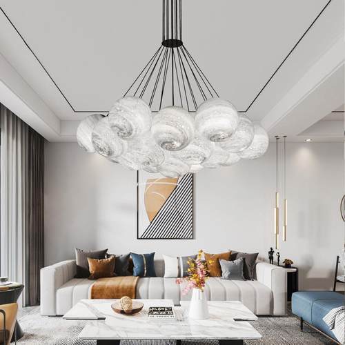 楼吊灯长吊灯挑空572复橱式楼大吊台灯loft创梯意圆球窗饭店餐厅