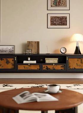 法式实古木厅电视柜中风白木香云纱客玄关68276茶几组合设计师地