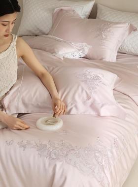 6季0支件兰精丝刺绣被罩天凉感夏纯色裸睡莱赛尔法绣床89154上用