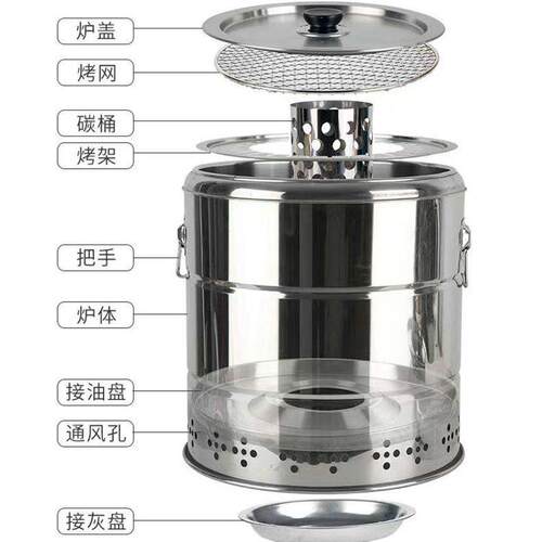 0大容量吊炉无烟OPN烧烤烧炉烤架家用炭3烤炉4全套户外烧烤炉
