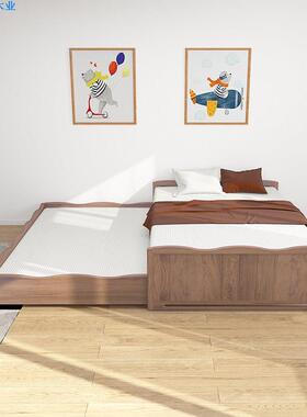 黑胡桃木铺儿童床高低子木母床上下子孩床带拖75577床樱桃木白橡