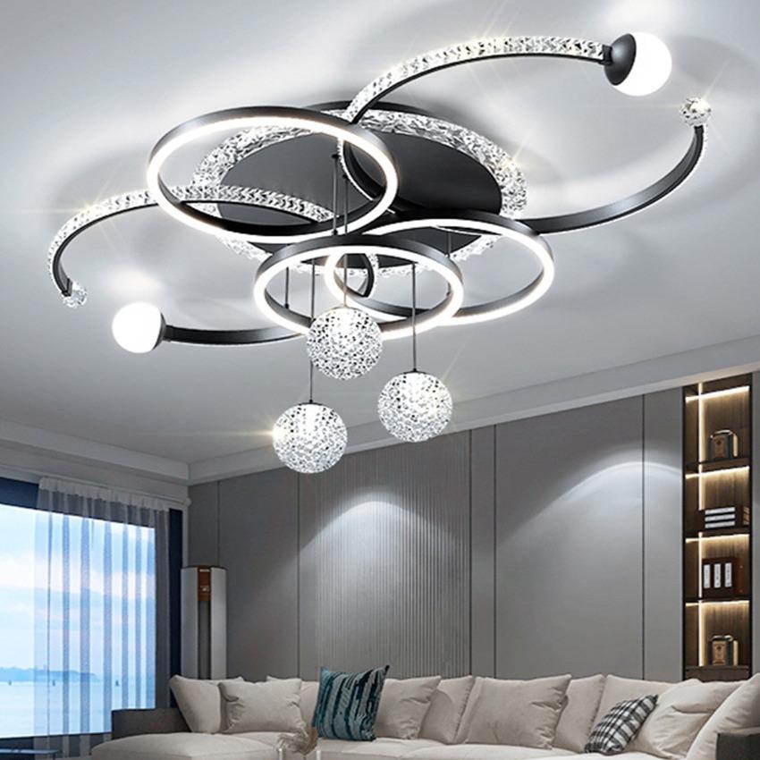 智能客厅灯简约现代轻奢全水晶吸顶灯edl卧室大灯屋主灯MTV具套餐