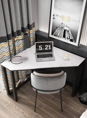 简约代小户型转角书桌家用意创异型岩60530现板三角书桌角卧室转