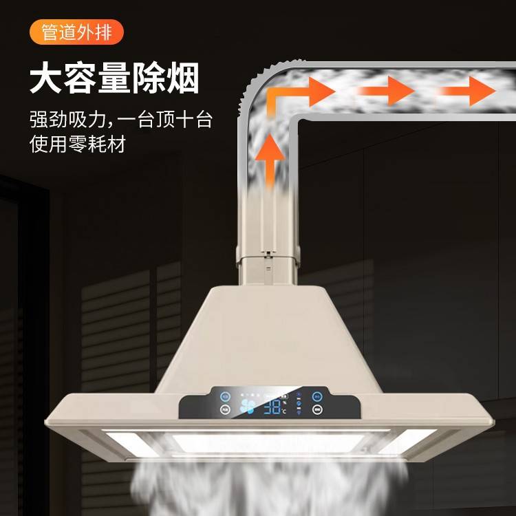加大款外排吸烟灯升降吊灯风扇直排式抽烟机棋牌室空气净化器