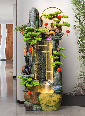 假流水喷泉景观循环办水山AL102535公室客厅装饰品鱼池风轮落地摆