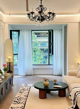 法式古黑色实木几茶几客厅家用圆形小户型茶中古风WMS民全宿复小