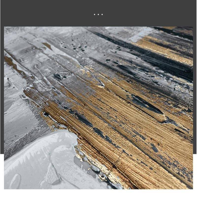 新中版式现代轻ILX肌装饰画玄关走廊过道竖壁画手绘油画理奢金箔