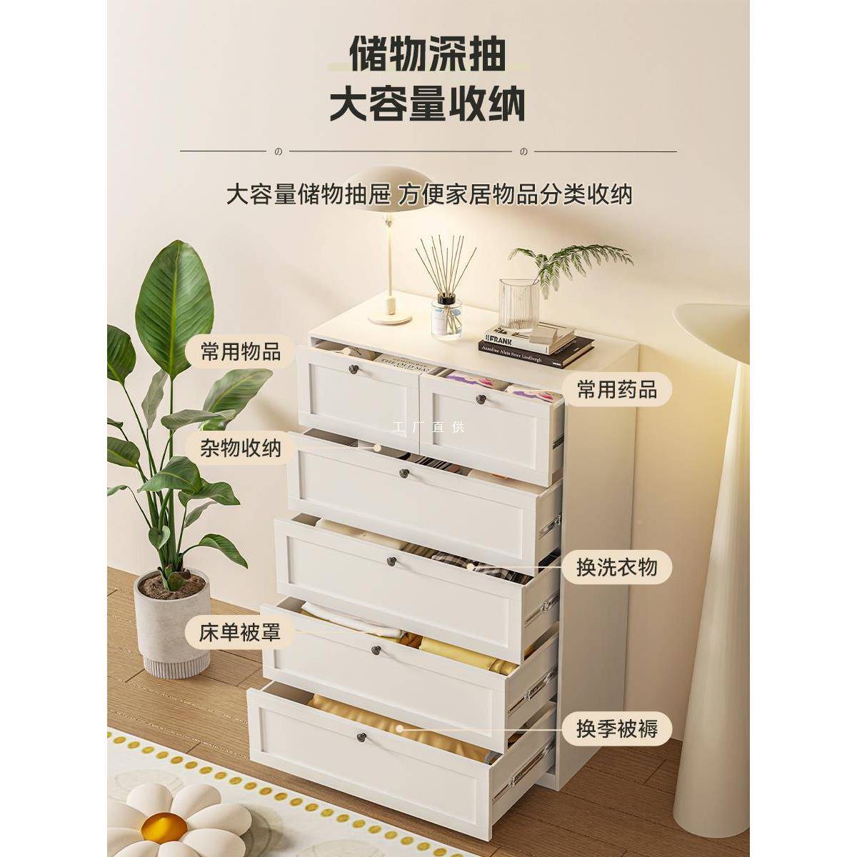 柜铁艺五斗柜客厅F776M69T轻卧室收纳钢储物柜多层落地抽屉柜奢制