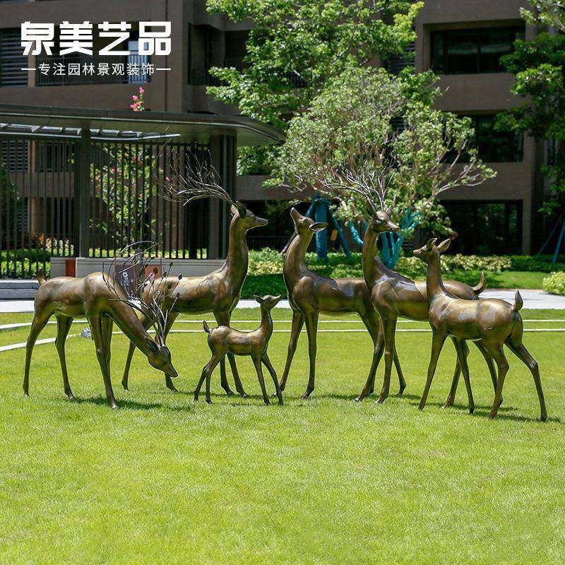 玻林璃钢象梅花鹿雕塑MHL3002摆件户抽外院园景观小品门店庭商场