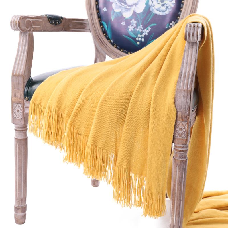 毯throw流苏30251披肩盖毯尾搭软装毯子床美式沙发毯巾纯子色