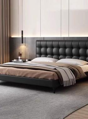 式极简轻奢风床NNK现意简约代主卧时大气婚床小户型软尚包皮艺双