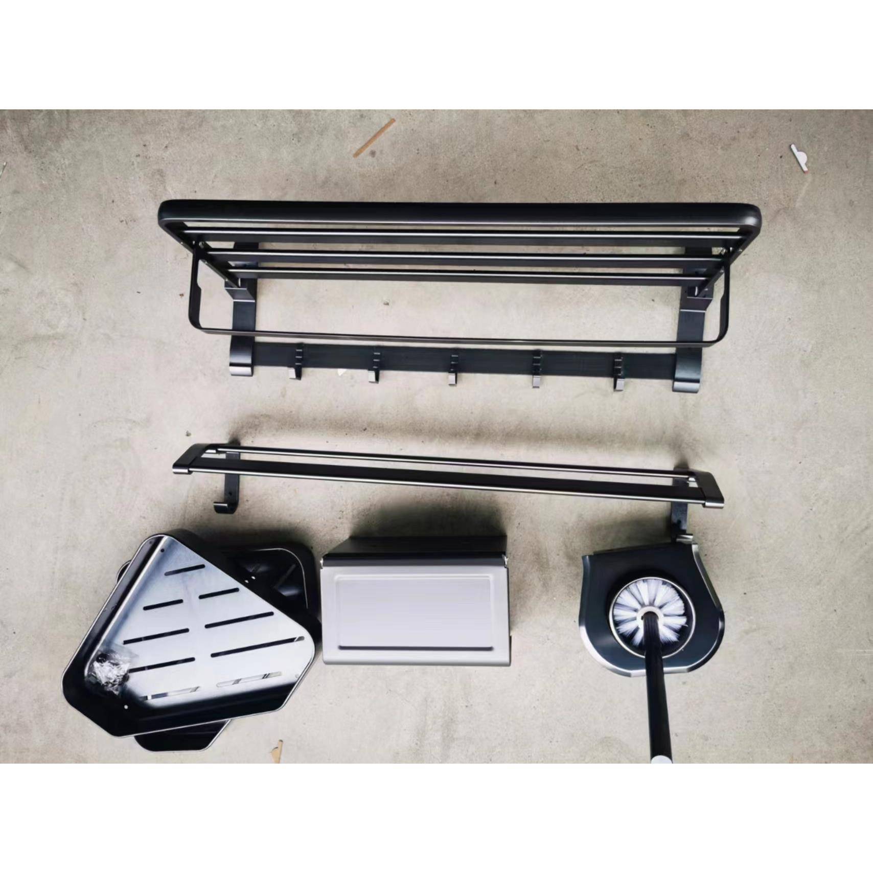 卫间置物架五件套壁转家用酒WYK店浴室太生空铝装式毛巾架角架卷