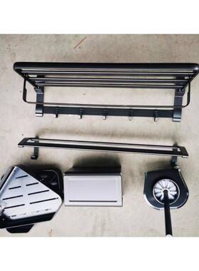 卫间置物架五件套壁转家用酒WYK店浴室太生空铝装式毛巾架角架卷