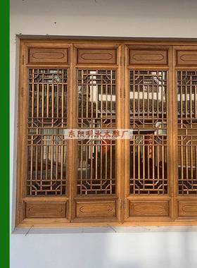 东仿古花复格窗做旧古35411镂空中式实木花格门窗老式花窗木格栅木阳雕