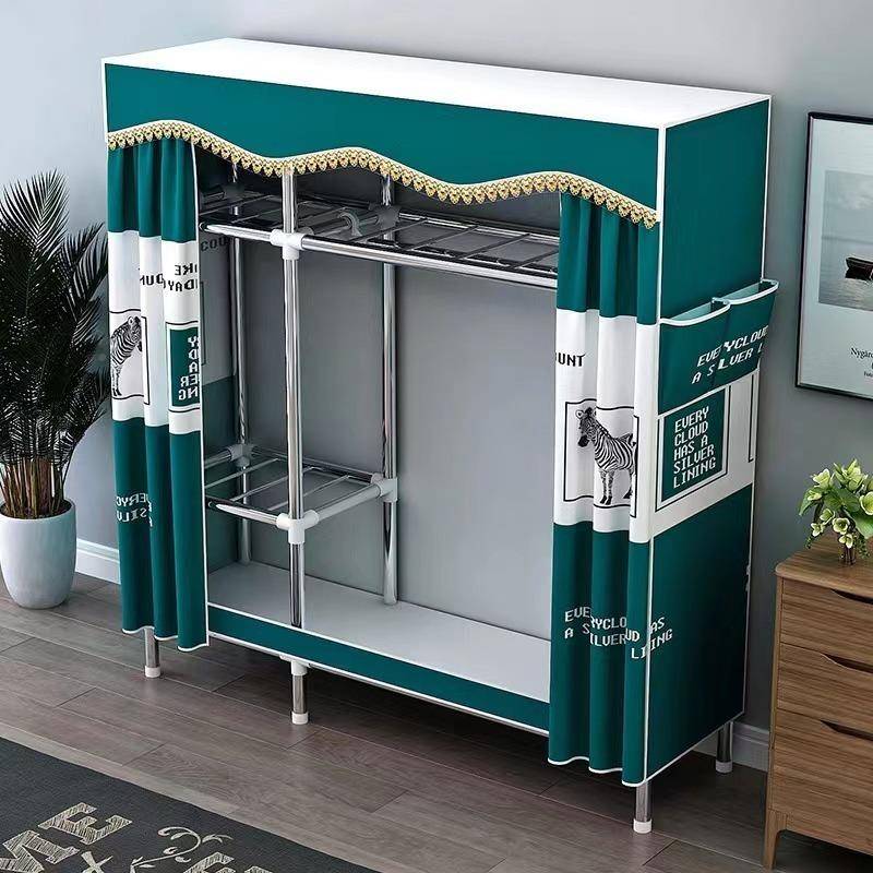 简易衣柜钢管布衣加INX柜加固卧室组架装出家用衣橱租房挂衣收纳