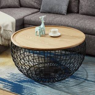 意式简铁艺圆客厅CIM茶几网红轻奢原型木极色艺术能多功收纳沙发