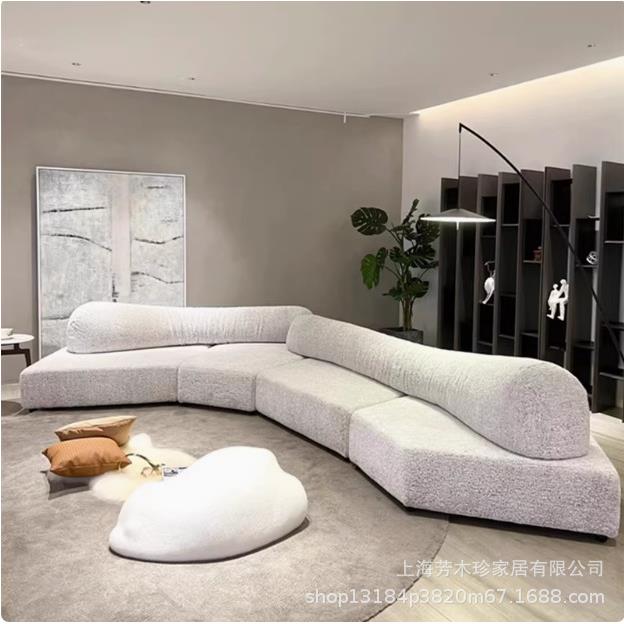 意式极简岩石沙25825师发小户大型客形厅双面坐别墅异设计弧形组