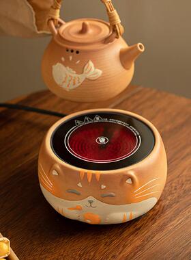 木鱼电陶炉茶茶壶围炉煮茶套装家用室内煮茶暖茶具猫烫YRB提梁防