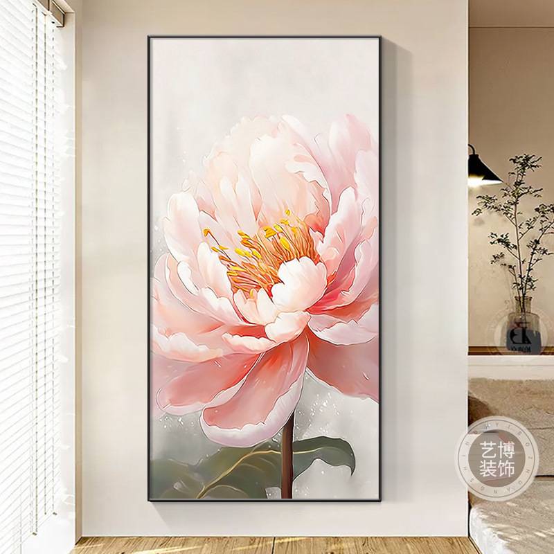 花开富贵牡丹挂画入户玄关装饰画花卉现代简约大气客厅走廊墙壁画图片