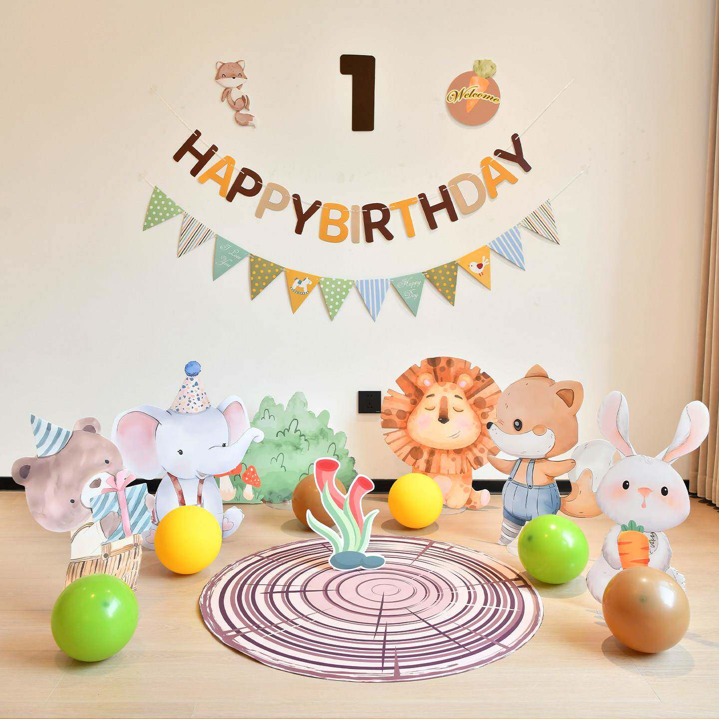 桌FBC面动K岁T板宝宝满儿童生日百天月周拍照男孩女物孩装饰布置