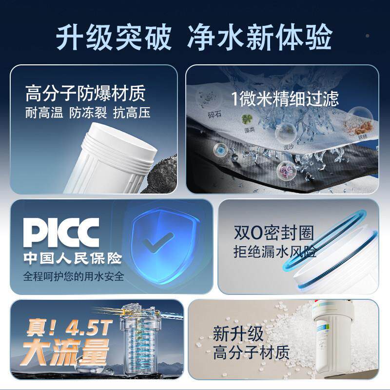 瑞大白瓶置过滤器家用森RS-BB-10蓝瓶自来净水全屋过滤前大流量防