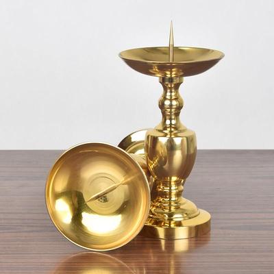台黄铜光身烛拉丝铜烛WBZ蜡台葫芦蜡台家用烛客厅佛堂铜摆件厂家