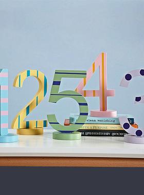 12345数摆件家居装饰品字客厅卡童通创板意儿房卧TBN室书房桌面样