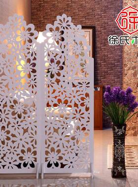 屏风隔断入口空尚客厅白色花时屏风47623店铺雕橱窗背景镂风水屏