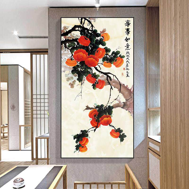 新中关式玄装饰事画家和万兴客厅走山水风景画廊WRJ过道竖版壁画
