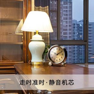 式 艺座座钟 欧钟客厅覆古静音HSG83130高级钟表摆件术高端闹钟台式