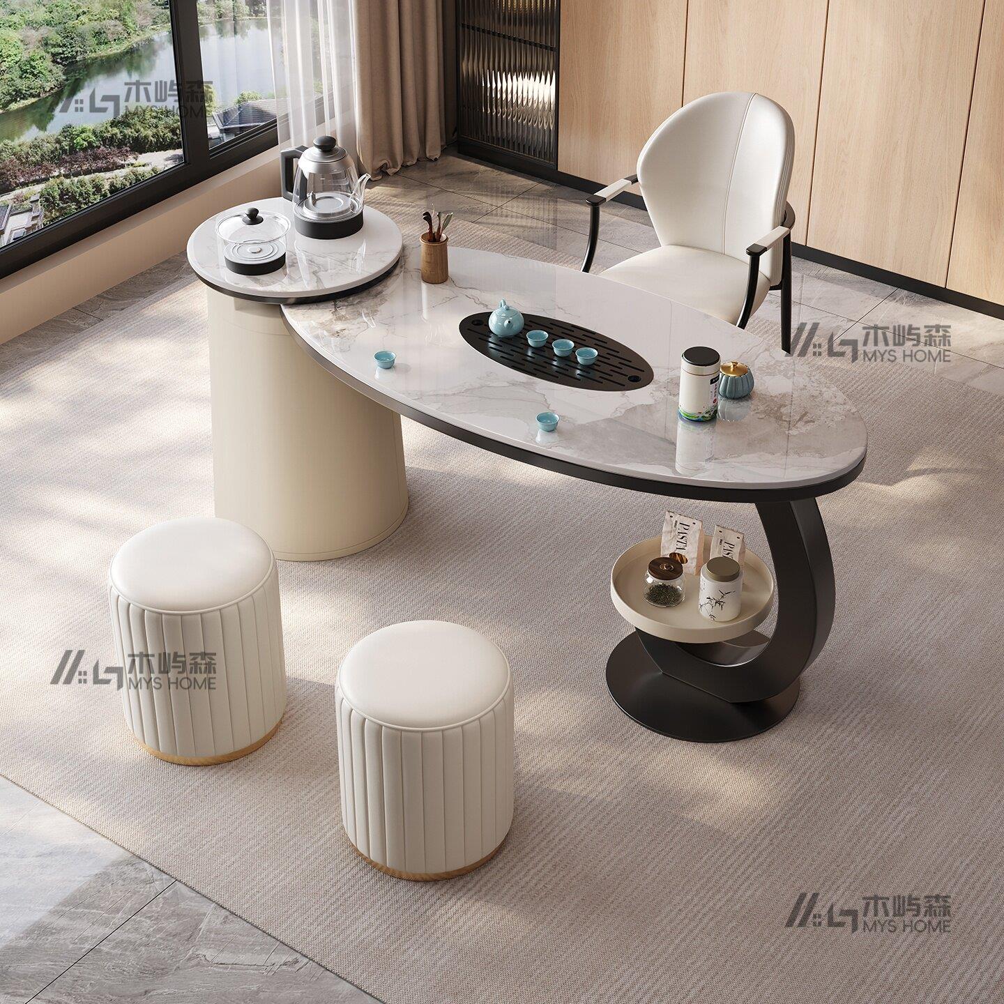 现代简约岩板茶小桌 家用轻奢茶组 茶户型桌客厅桌