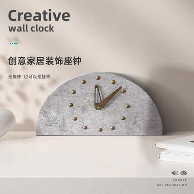 诧寂风半圆桌面钟 钟个KLM-GZ22性件北钟s欧挂钟in极简创意摆时表