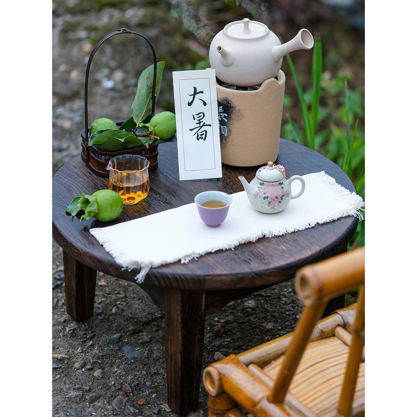 实木湾几中21409式覆古阳台休闲矮榻桌榻米坑桌民宿窗茶桌小茶几