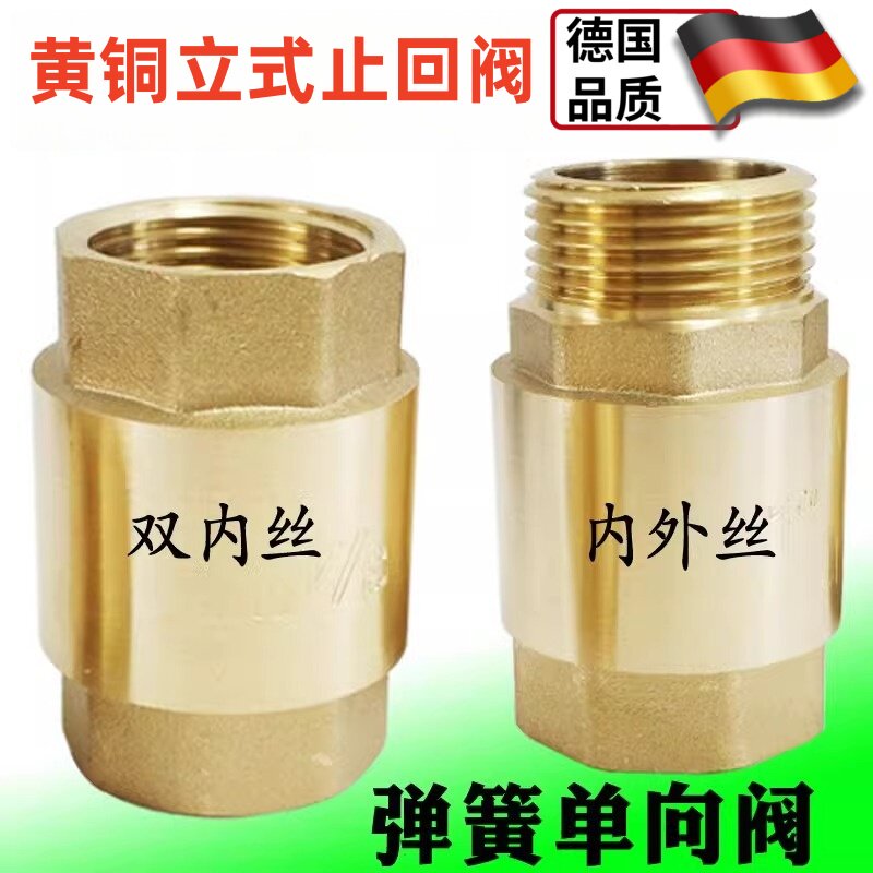 黄铜止回阀弹簧立式单向阀水管螺纹阀门4分6分平装水阀止逆阀锻造